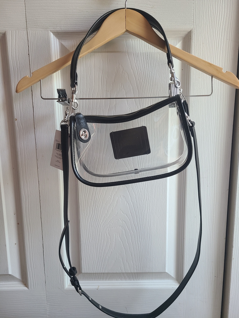 Coach Stadium Swinger Clear PVC Black Leather Crossbody NWT